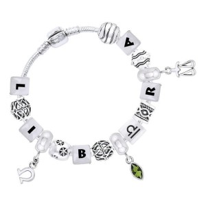 Libra Astrology Bead Bracelet with Gem