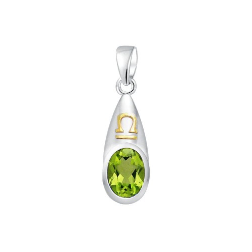 Libra Zodiac Sign Pendant with Peridot