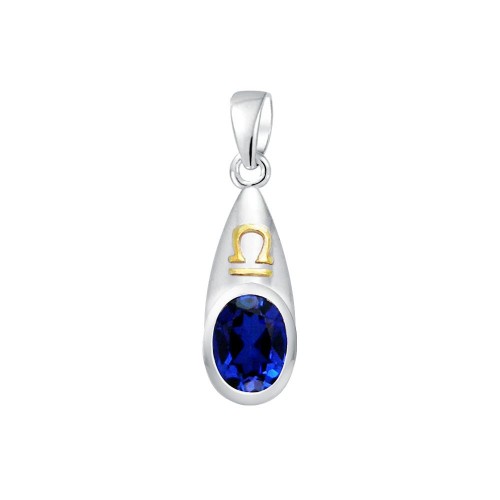 Libra Zodiac Sign Pendant with Sapphire