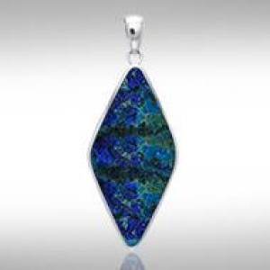 Lozenge Azurite Cabochon Pendant