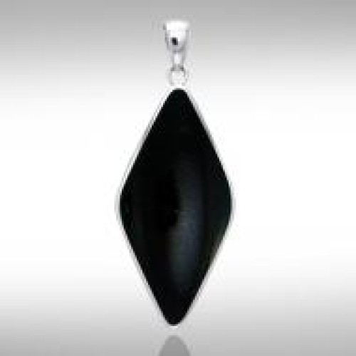 Lozenge Black Onyx Cabochon Pendant