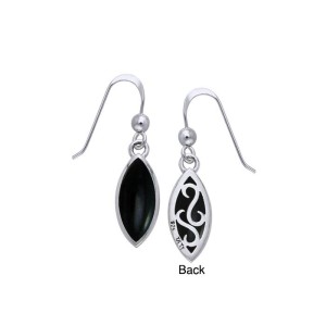 Marquise Black Onyx Cabochon Filigree Earrings