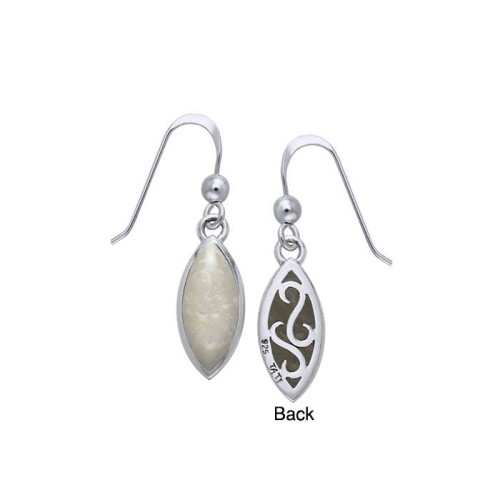 Marquise Mother of Pearl Cabochon Filigree Earrings