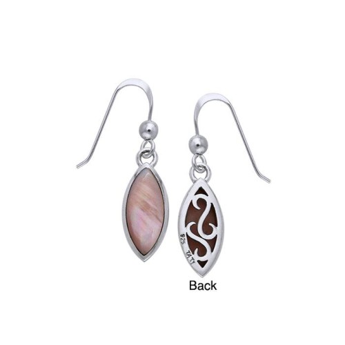 Marquise Pink Shell Cabochon Filigree Earrings