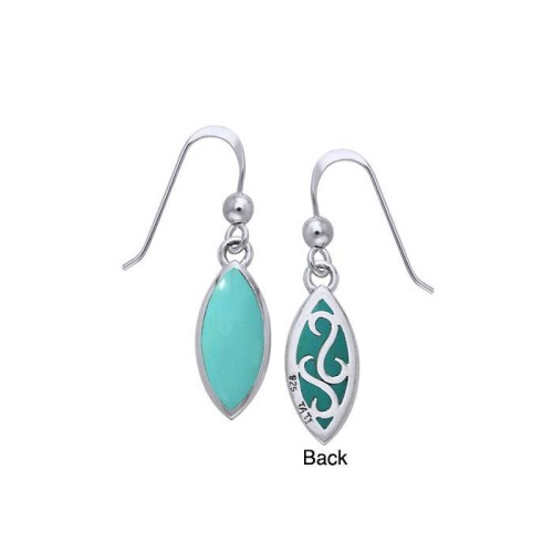Marquise Turquoise Cabochon Filigree Earrings