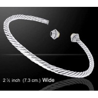 Twisted Sterling Silver Story Bead Bangle