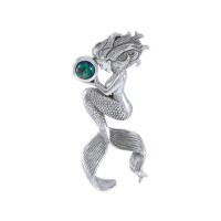 Mermaids Oracle Silver Pendant with Azurite Gemstone
