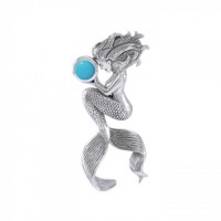 Mermaids Oracle Silver Pendant with Turquoise Gemstone