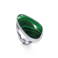 Modern Abstract Inlaid Malachite Ring 