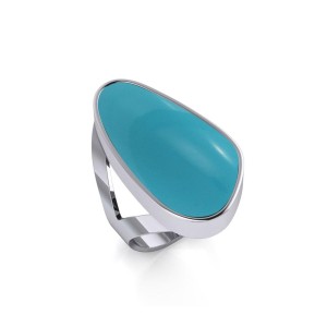 Modern Abstract Inlaid Turquoise Ring 