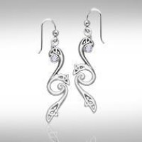 Modern Celtic Triquetra White Cubic Zirconia Dangle Earrings