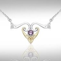 Modern Celtic Triquetra Amethyst Necklace