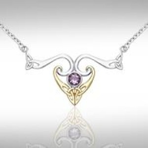 Modern Celtic Triquetra Amethyst Necklace