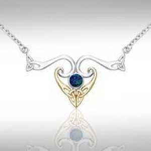 Modern Celtic Triquetra Azurite Necklace