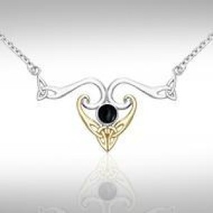 Modern Celtic Triquetra Black Onyx Necklace