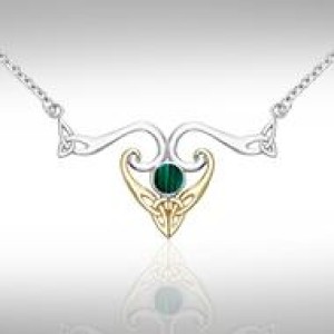 Modern Celtic Triquetra Malachite Necklace