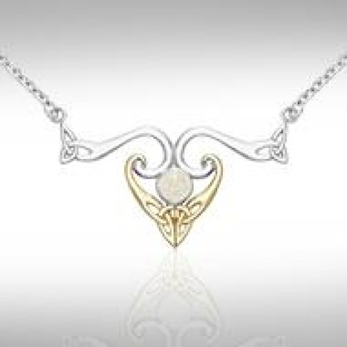 Modern Celtic Triquetra Mother of Pearl Necklace