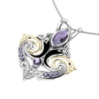 Modern Celtic Triquetra Pendant with Amethyst