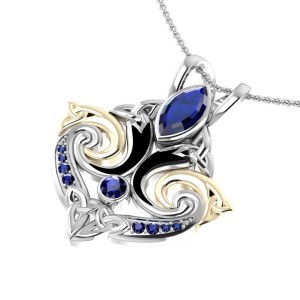 Modern Celtic Triquetra Pendant with Sapphire