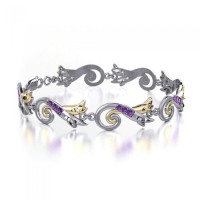 Modern Celtic Triquetra Amethyst Bracelet