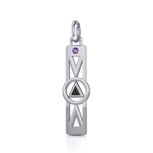 Modern Recovery Silver Pendant with Amethyst