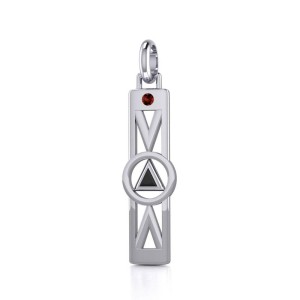 Modern Recovery Silver Pendant with Garnet