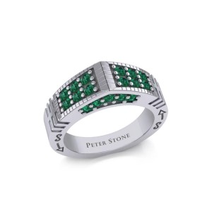 Modern Tapered Band Ring with Emeralds