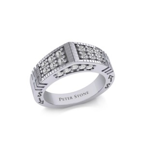 Modern Tapered Band Ring with White Cubic Zirconia