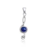 Music Clef Lapis Cabochon Gem Pendant