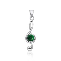 Music Clef Malachite Cabochon Gem Pendant