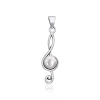 Music Clef Mother of Pearl Cabochon Gem Pendant