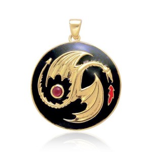 Oberon Zell Yin Yang Dragon Gold Vermeil Pendant