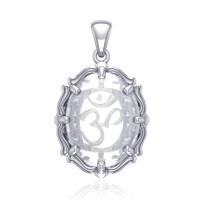 Om Natural Clear Quartz Pendant