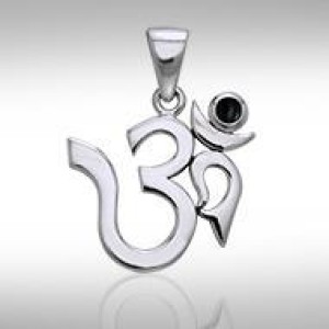 Om Sterling Silver Black Onyx Pendant