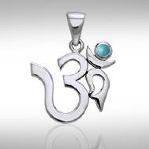 Om Sterling Silver Turquoise Pendant