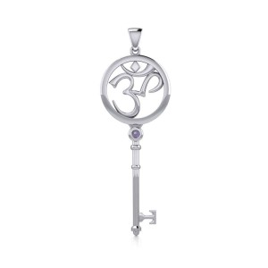 Om Symbol Key Pendant with Amethyst