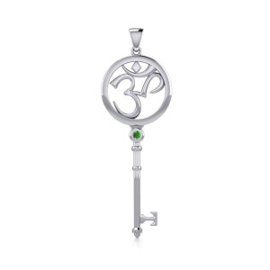 Om Symbol Key Pendant with Emerald