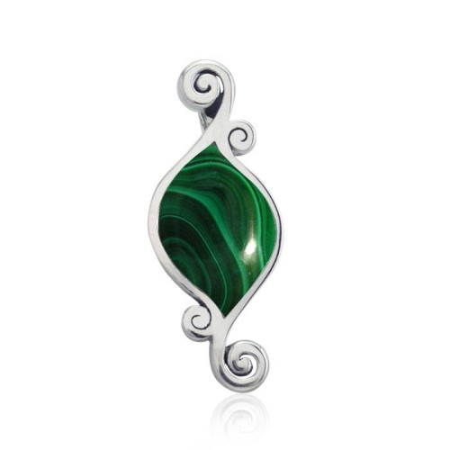 Organic Form Inlay Malachite Pendant