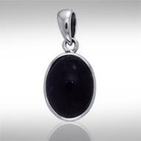 Oval Black Onyx Cabochon Pendant