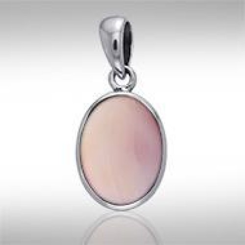 Oval Pink Shell Cabochon Pendant