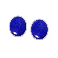 Oval Lapis Cabochon Post Earrings
