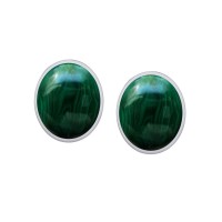 Oval Malachite Cabochon Post Earrings