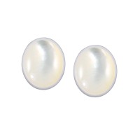 Oval Mother of Pearl Cabochon Post Earrings