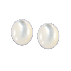 Oval Mother of Pearl Cabochon Post Earrings