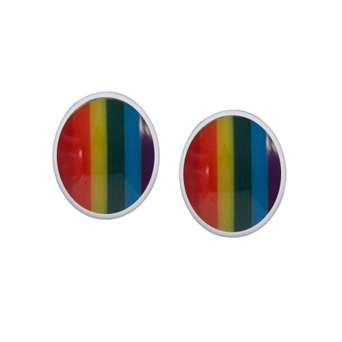 Oval Rainbow Cabochon Post Earrings