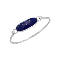 Oval Lapis Cabochon Silver Bracelet