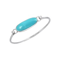 Oval Turquoise Cabochon Silver Bracelet