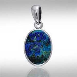 Oval Azurite Cabochon Pendant