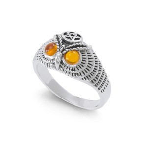 Owl with Amber Eyes and Star Ring