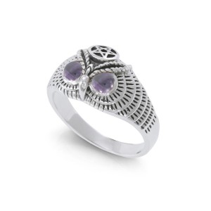 Owl with Amethyst Eyes and Star Ring